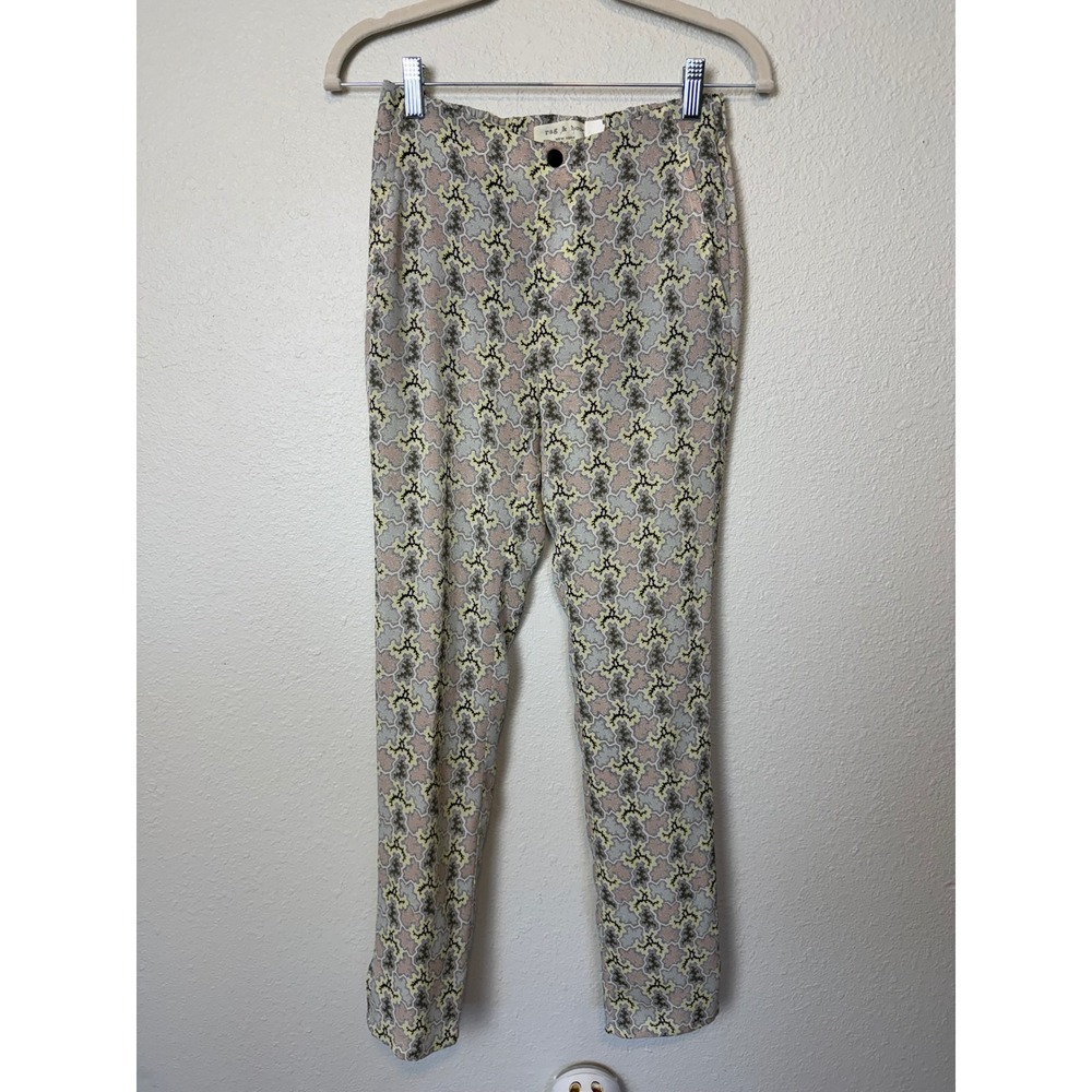 Rag & Bone Silk blend Geometric Print Slim Pants Multicolor Size 00 Made in USA